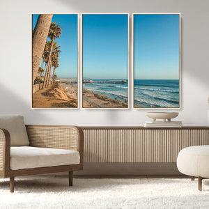 Scenic Beach Wall Art Canvas Print – Tall Palm Trees, Sandy
