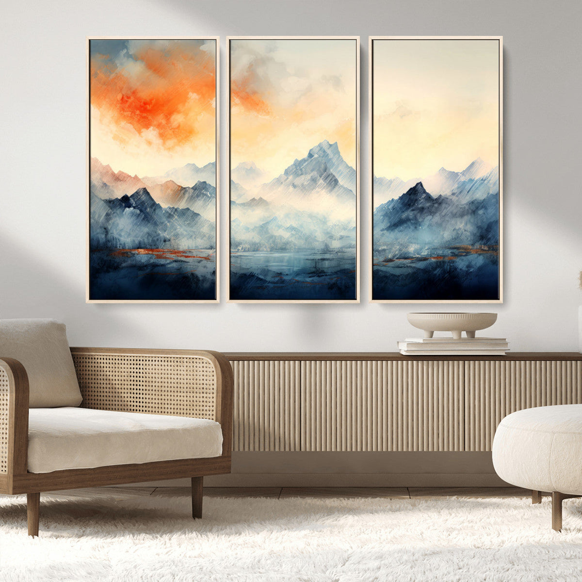 Warm Clouds Abstract Mountain Wall Art Canvas Print