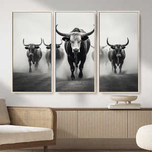 Texas Longhorn Wall Art Canvas Print, Framed Speckled Cow