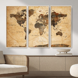 Push Pin World Map Canvas Print – Travel Tracker Wall Art