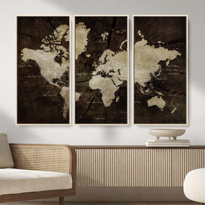 World Map Wall Art Canvas Print – Framed Travel Map Wall Art