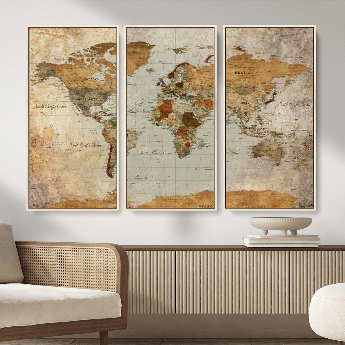 World Map Canvas Print – Detailed Map of the World Wall Art