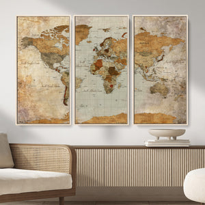 World Map Canvas Print – Detailed Map of the World Wall Art
