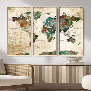 World Map Canvas Print – Framed Detailed Map of the World