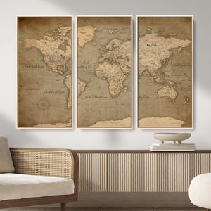 World Map Canvas Print – Framed Travel Map Wall Art for