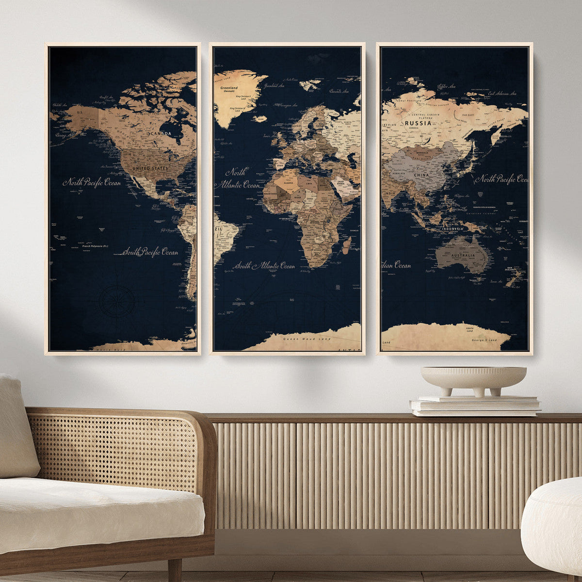 World Map Canvas Print – Detailed Map of the World Wall Art