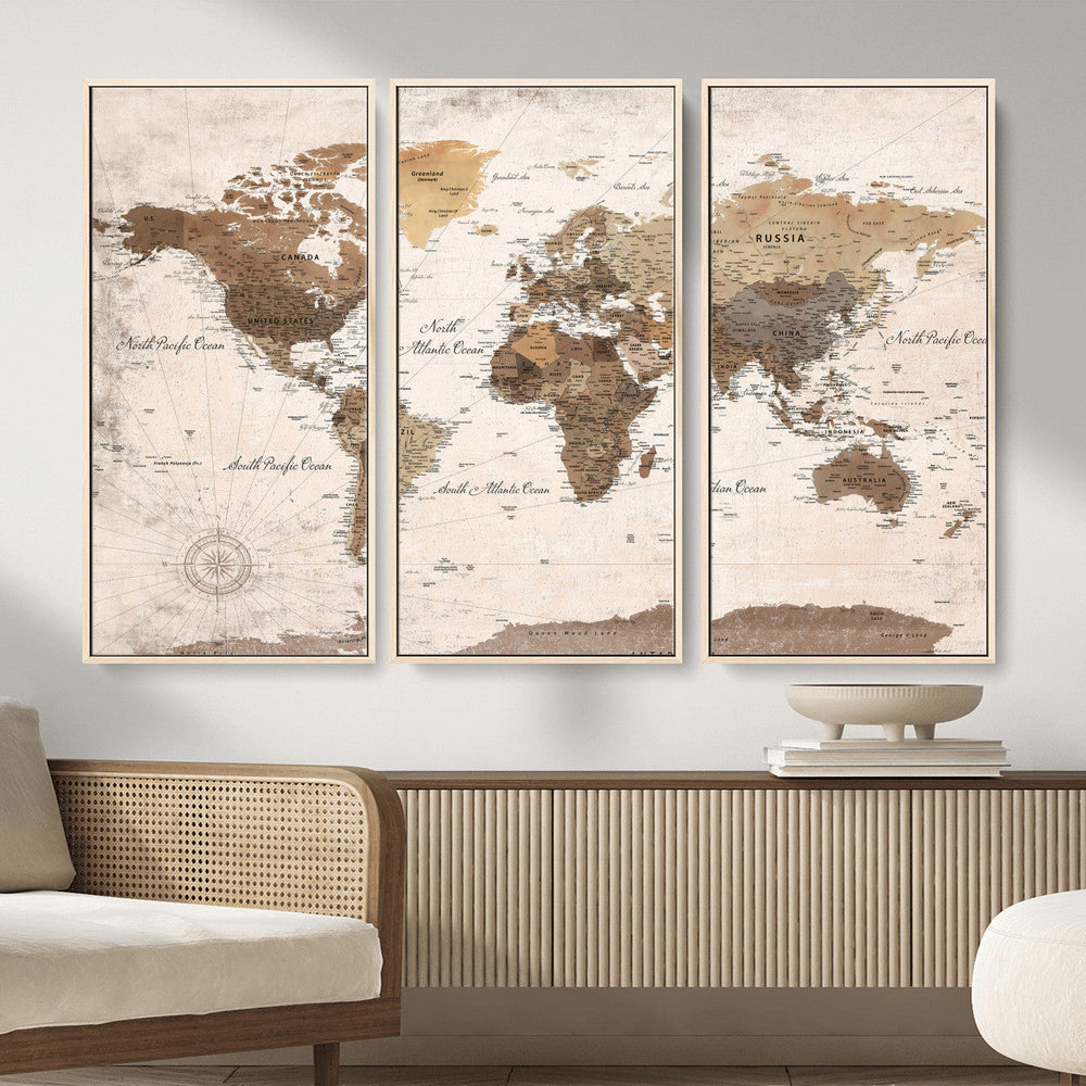 World Map Canvas Print – Framed Travel Map Wall Art for
