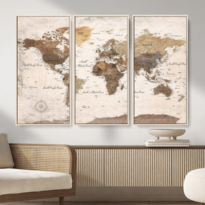 World Map Canvas Print – Framed Travel Map Wall Art for