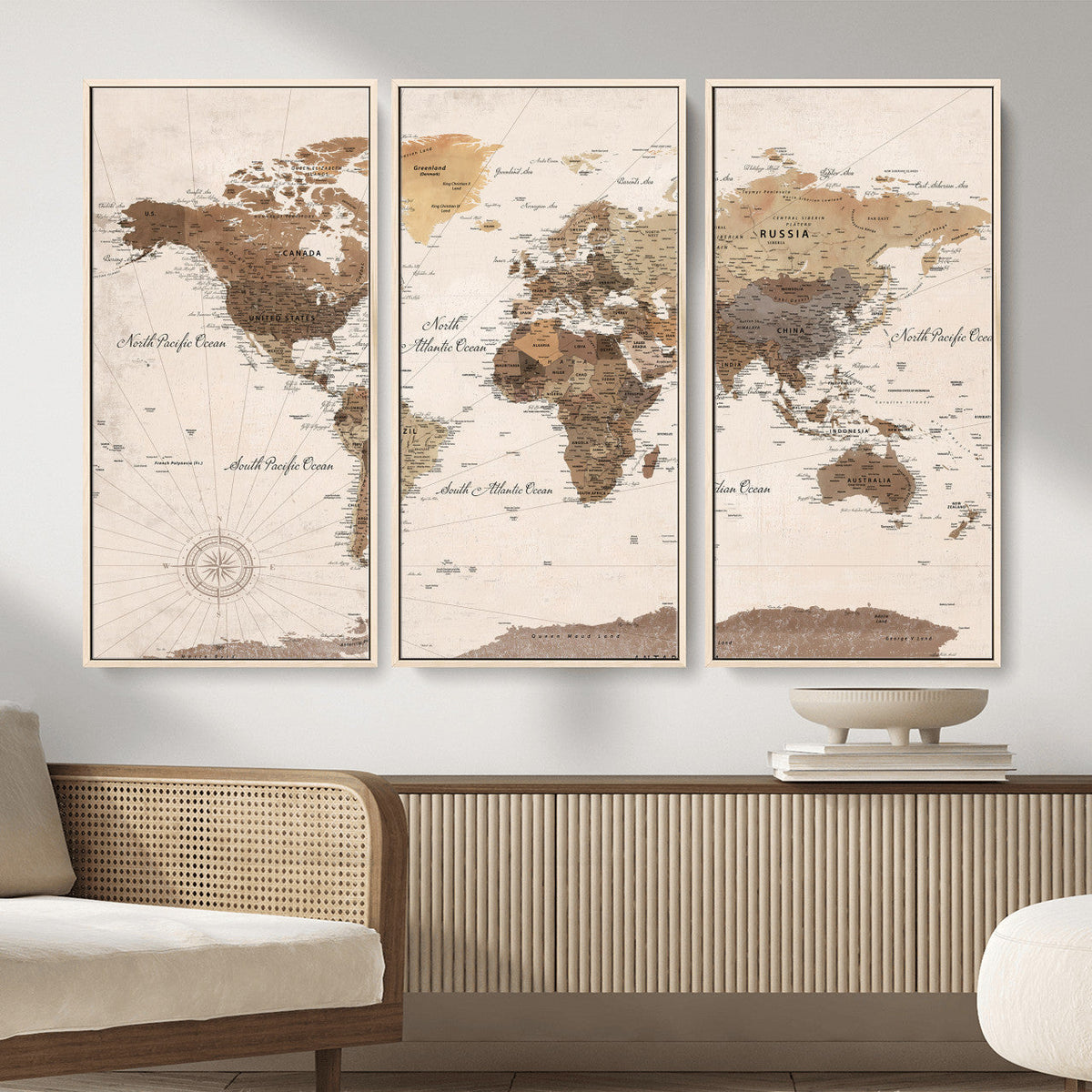 World Map Canvas Print – Framed Detailed Map of the World