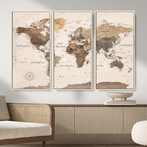 World Map Canvas Print – Framed Detailed Map of the World