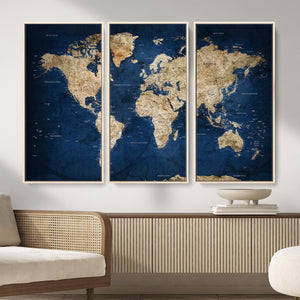 World Map Canvas Print – Framed Travel Map Wall Art for