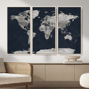 Colorful Watercolor World Map Canvas Print – Vibrant Framed