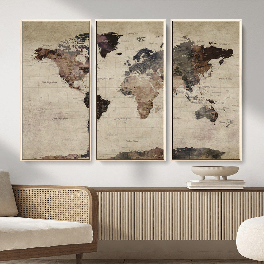 World Map Canvas Print – Detailed Map of the World Adventure