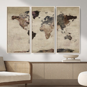 World Map Canvas Print – Detailed Map of the World Adventure