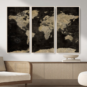 Push Pin World Map Canvas Wall Art Print, Interactive Travel
