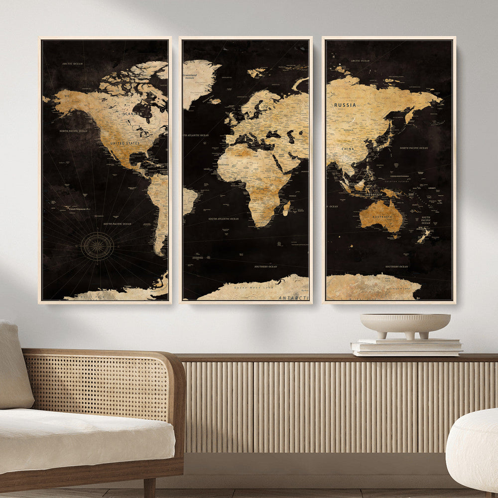Extra Large World Map Canvas Print – Detailed Map Classic