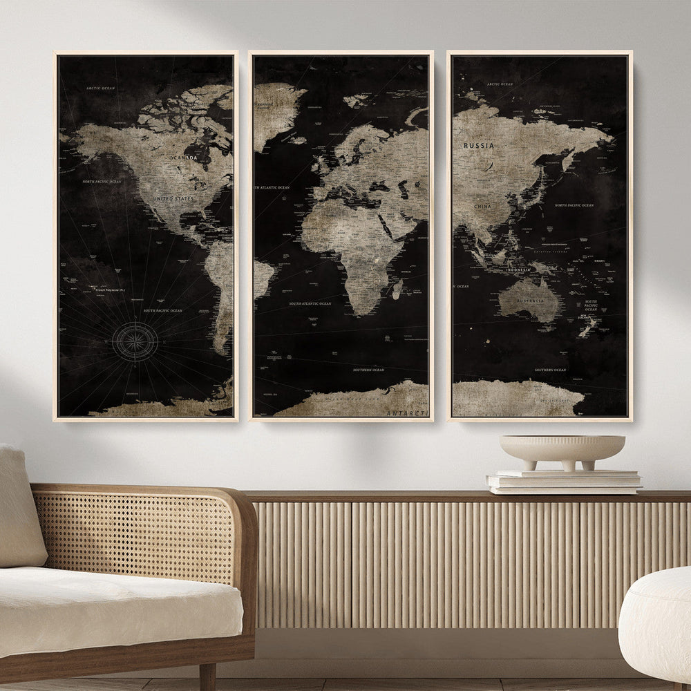 Detailed World Map Wall Art Print - Large Framed World Map