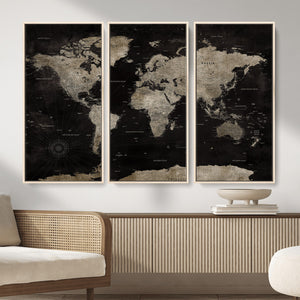 Detailed World Map Wall Art Print - Large Framed World Map