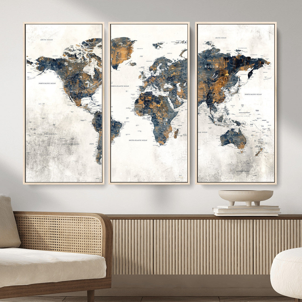 World Map Wall Art Canvas Print for Office Wall Decor