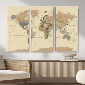 Extra Large World Map Canvas Print – Detailed Map of the