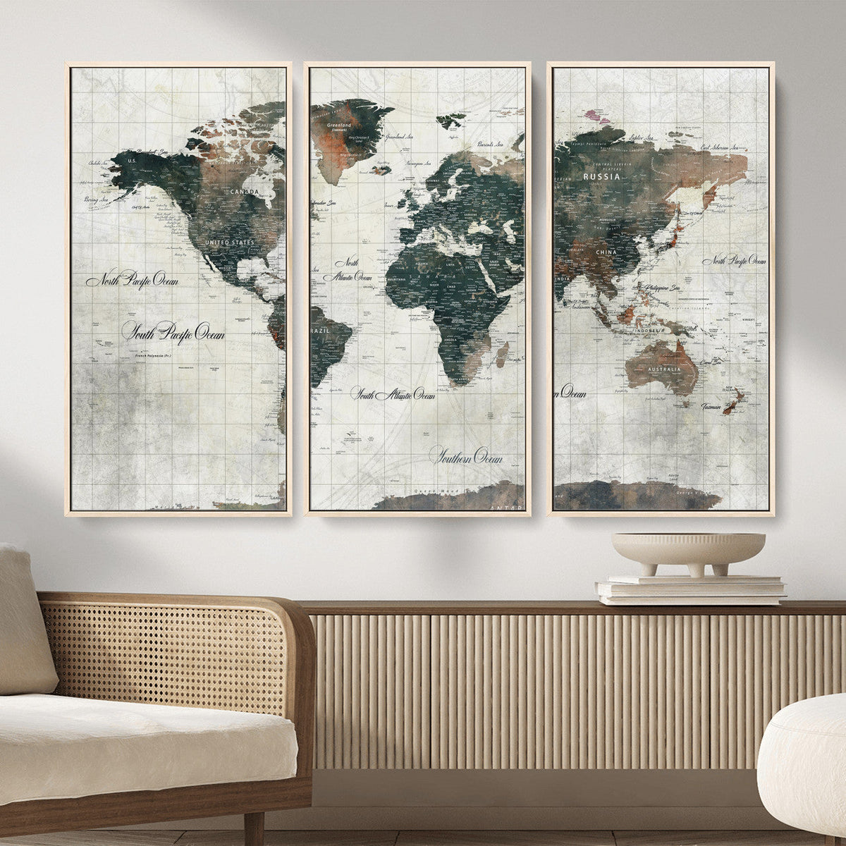 World Map Canvas Print – Framed Travel Map Wall Art for