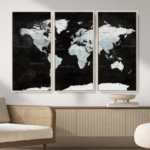 World Map Canvas Print – Framed Push Pin Wall Art, Color