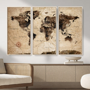 World Map Wall Art Canvas Print