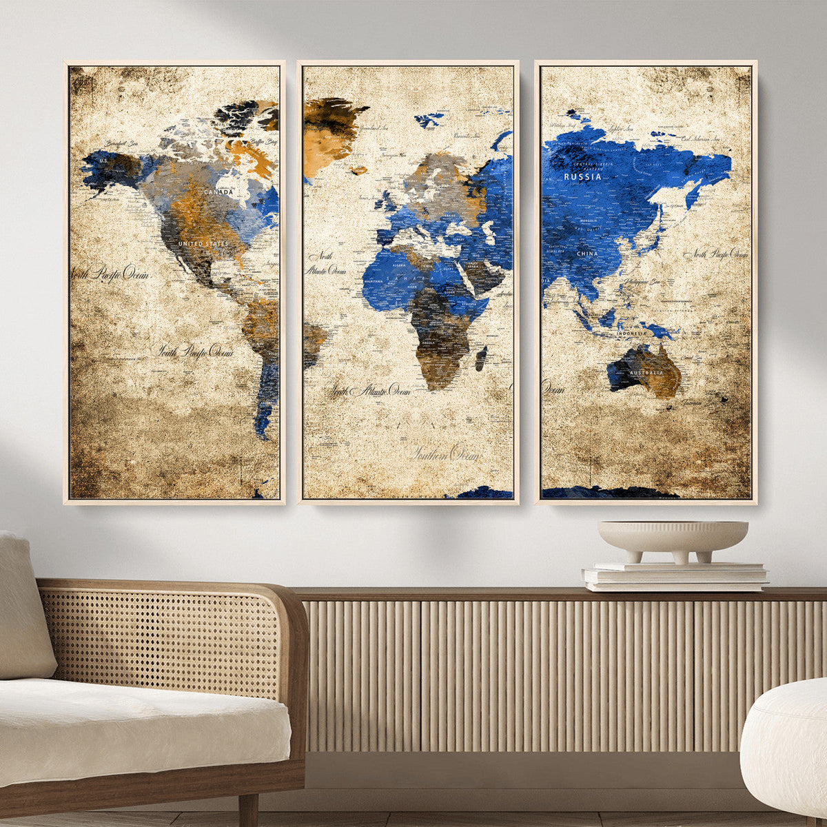 World Map Canvas Print – Colorful Abstract Travel Map,