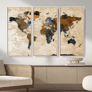 World Map Canvas Print – Framed Travel Map Wall Art for