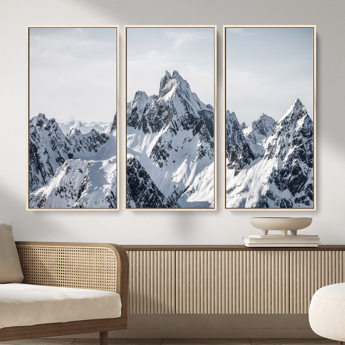 Snowy Mountain Range Canvas Print, Alpine Peaks Landscape