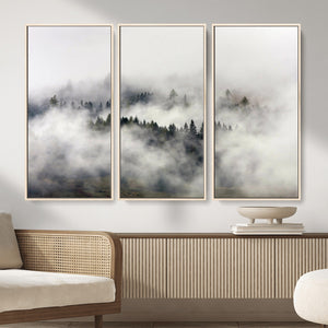 Foggy Forest Wall Art Canvas Print, Misty Pine Tree