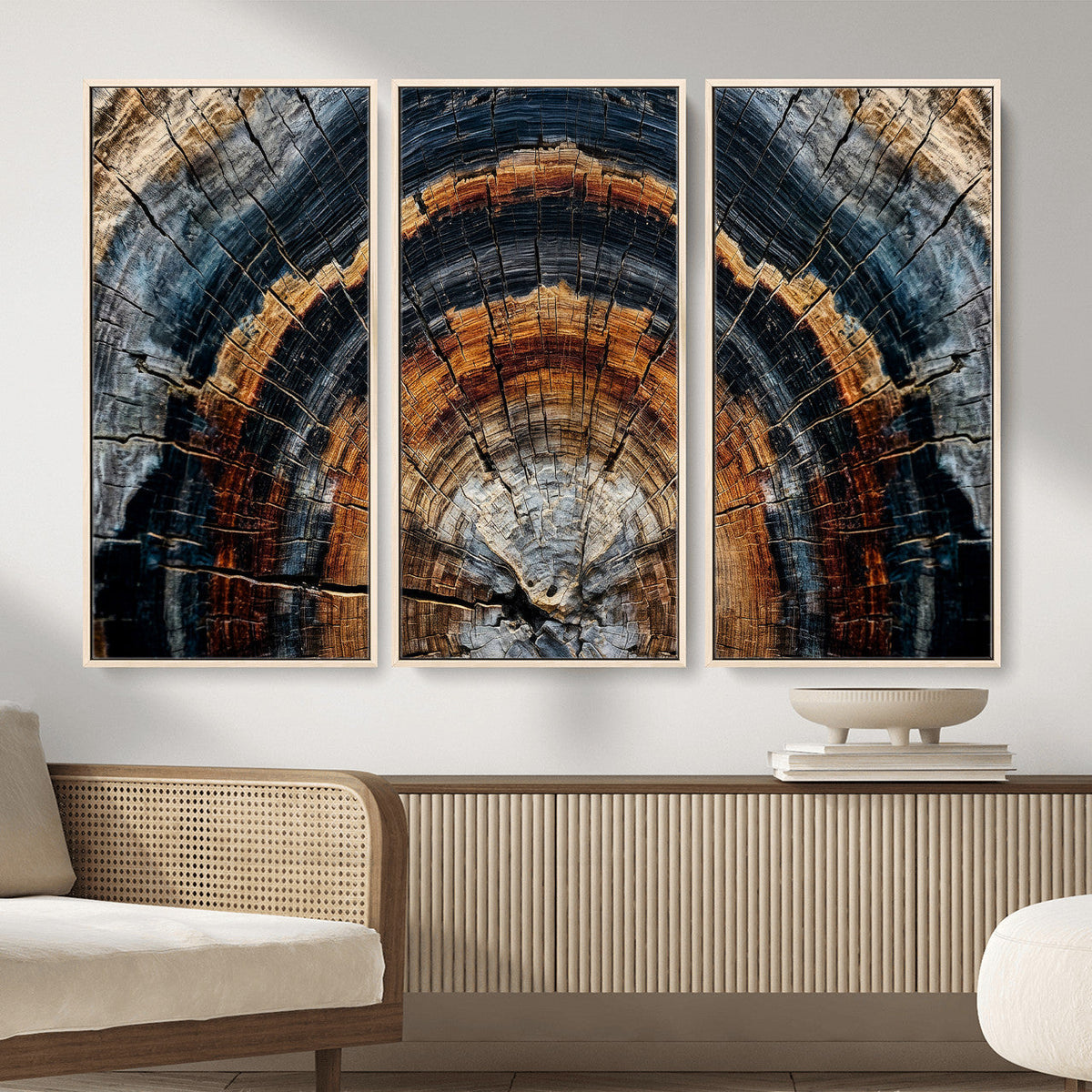Abstract Wood Grain Canvas Print, Tree Ring Pattern Wall