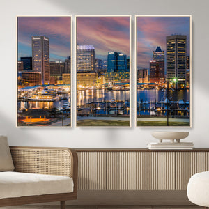 Baltimore Skyline Wall Art Canvas Print, Baltimore Downtown