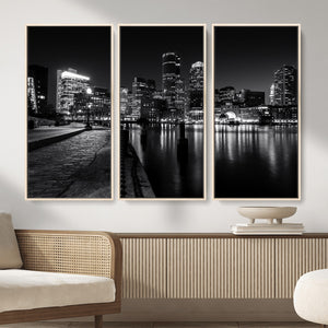 Boston Wall Art Canvas Print, Boston City Downtown Night