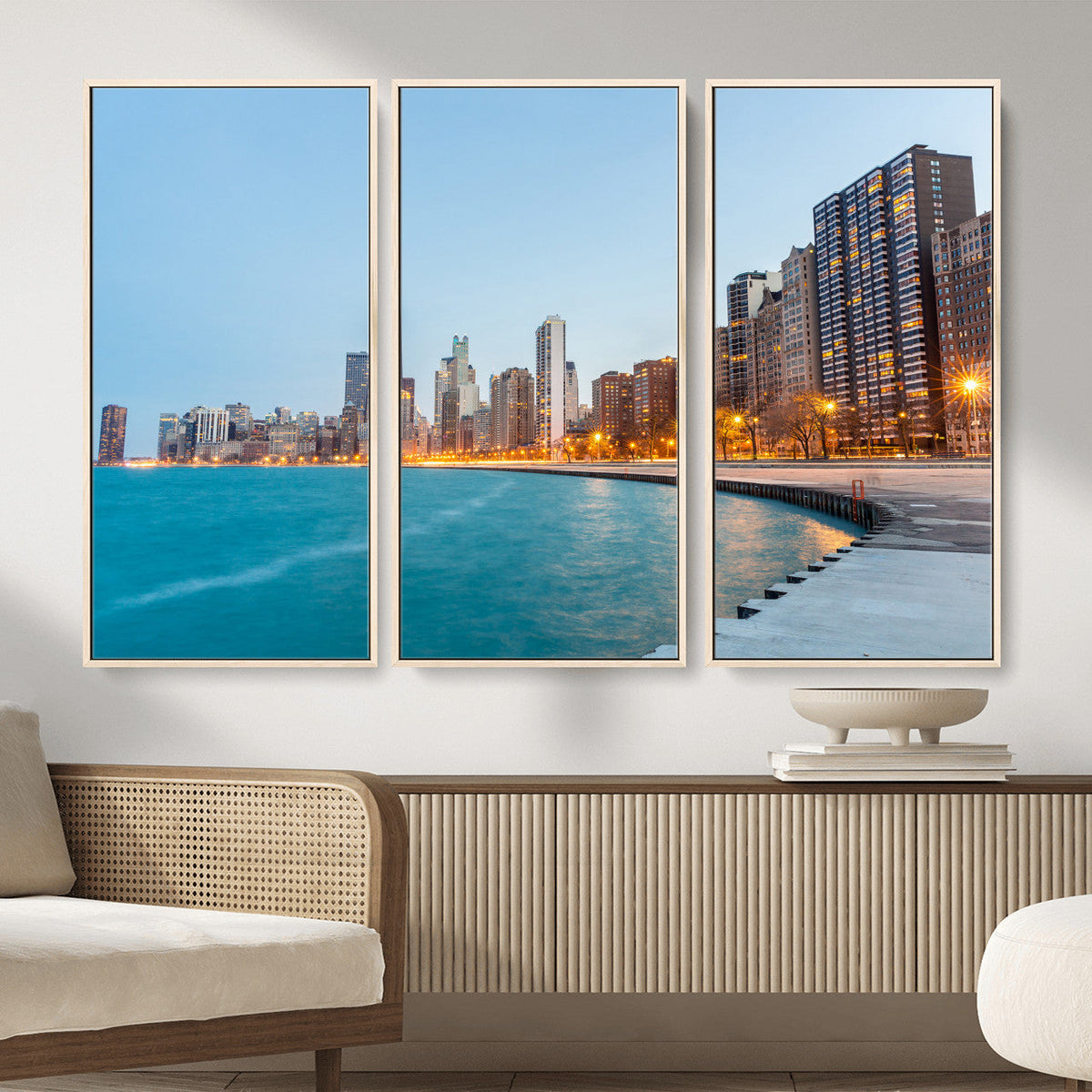 Chicago Wall Art Canvas Print, Chicago City Downtown Night