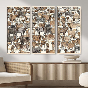 Abstract Longhorn Wall Art Canvas Print - Cow Animal Drawing