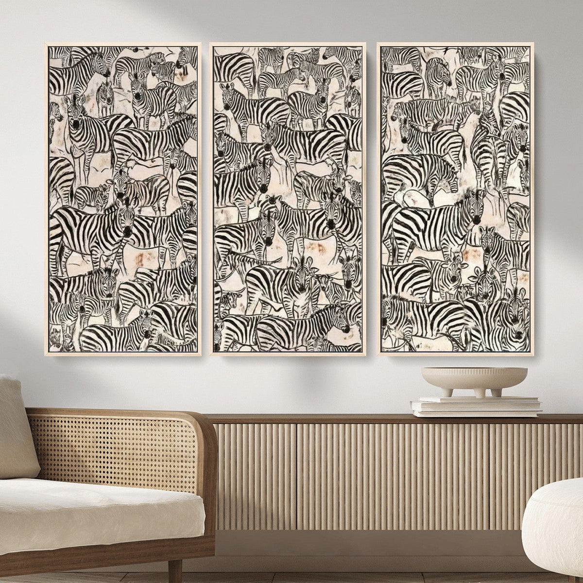 Abstract Zebra Wall Art Canvas Print for Farmhouse Decor