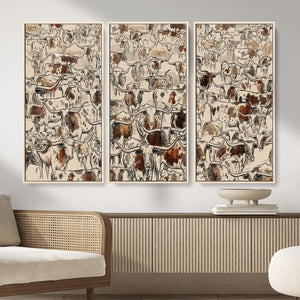 Abstract Longhorn Wall Art Canvas Print - Farm Animal