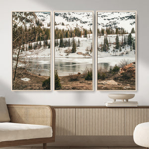 Snowy Mountain Landscape Wall Art Canvas Print, Alpine Pine