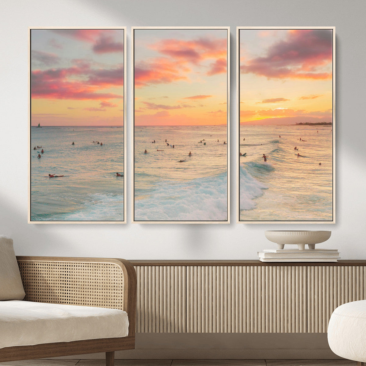 Sunset Beach Wall Art Canvas Print – Soft Coastal