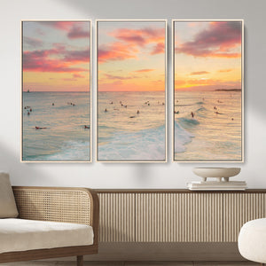 Sunset Beach Wall Art Canvas Print – Soft Coastal