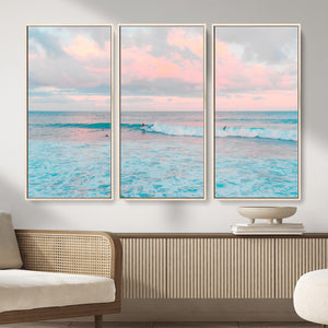 Ocean Wave Wall Art Canvas Print, Pastel Surf Seascape
