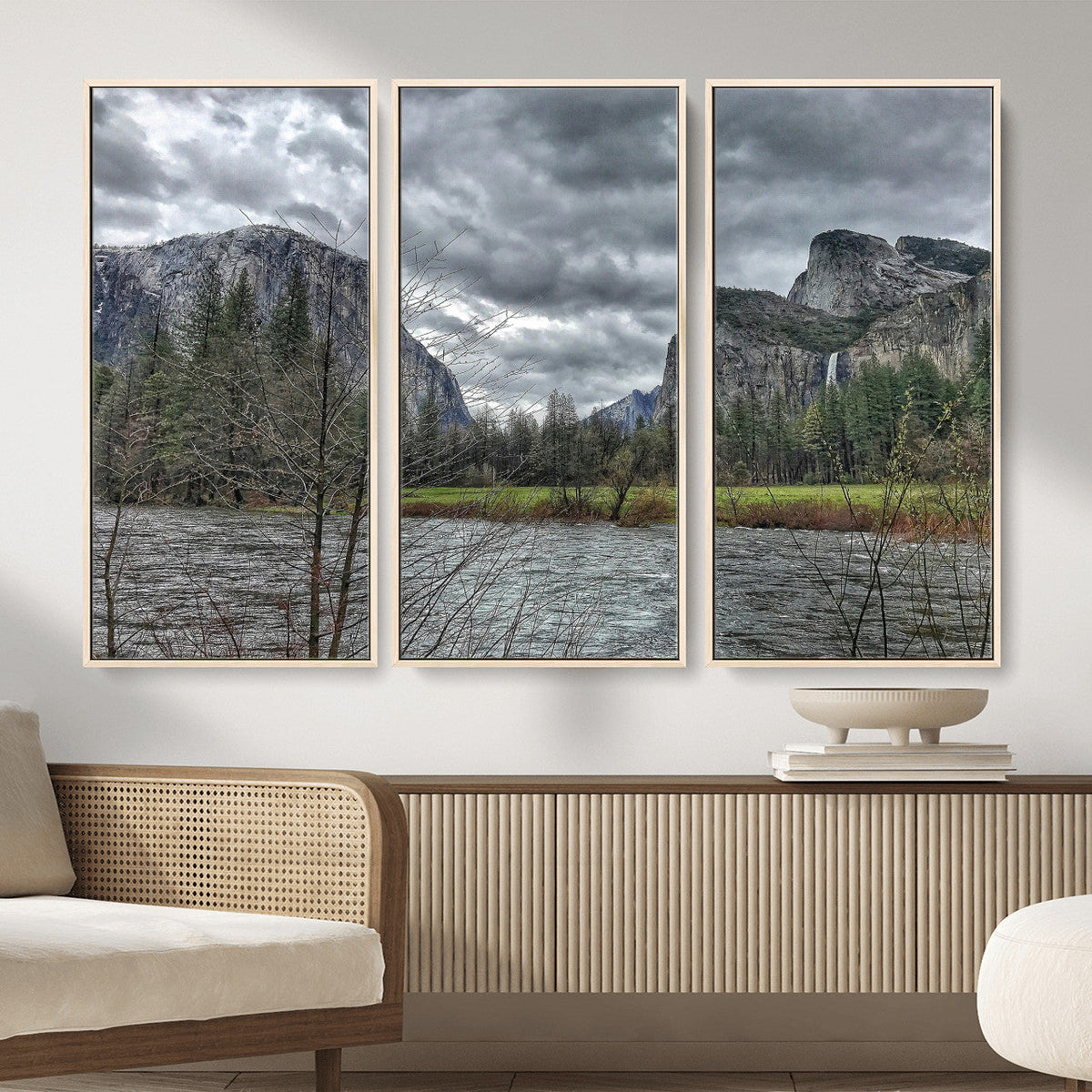 Yosemite Valley River Wall Art Canvas Print, Granite Cliffs