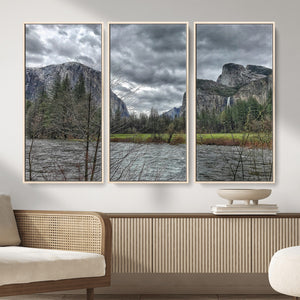 Yosemite Valley River Wall Art Canvas Print, Granite Cliffs