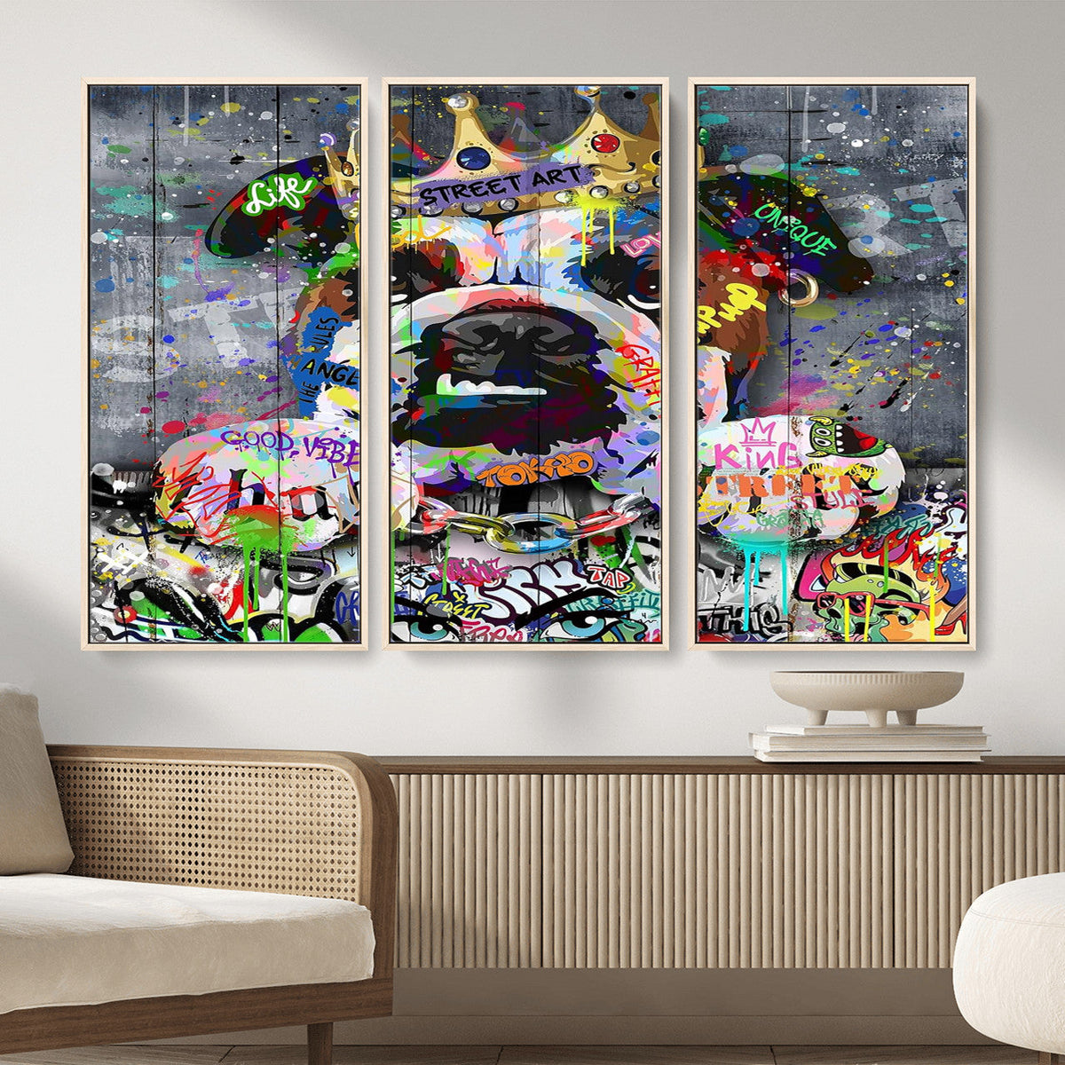 Graffiti Dog Wall Art Decor for Teen Bedroom - Abstract