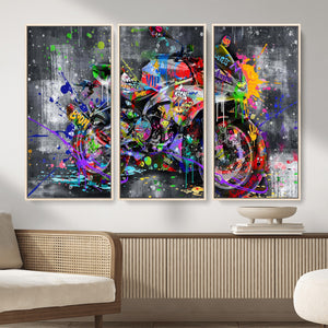 Graffiti Motorcycle Wall Art Canvas Print, Urban Street Art