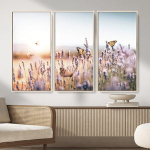 Lavender Field Wall Art Canvas Print, Butterfly Floral
