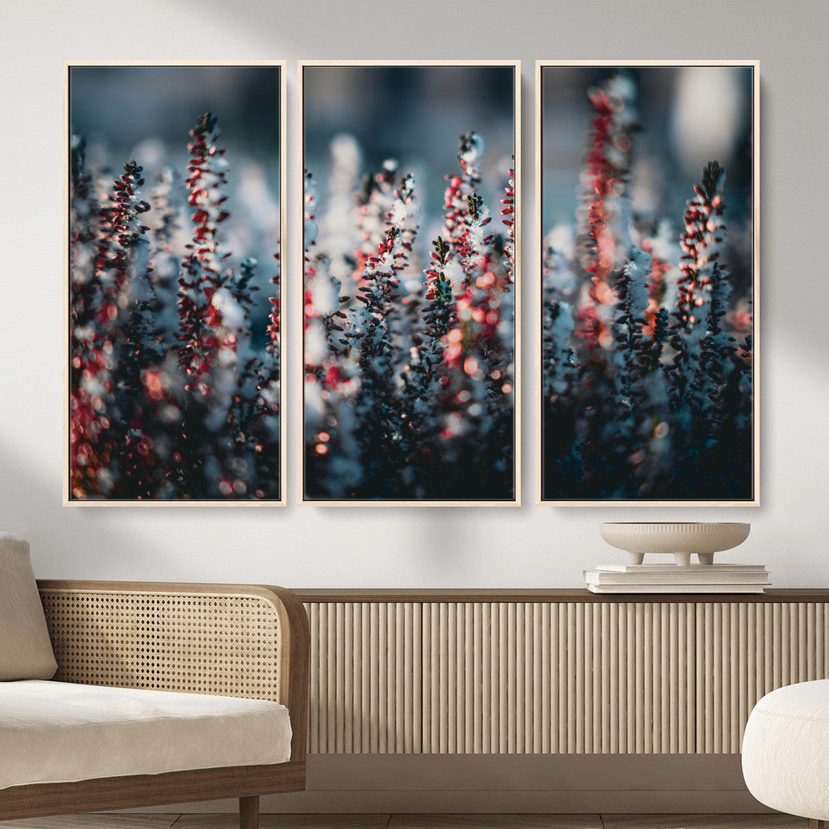 Winter Heather Wall Art Canvas Print, Frosted Floral Nature