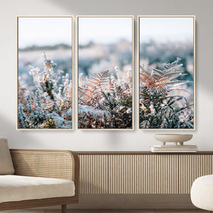 Frosted Fern Wall Art Canvas Print, Soft Winter Botanical