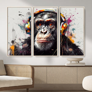 Dj Monkey Wall Art Canvas Print – Colorful Pop Art Banksy
